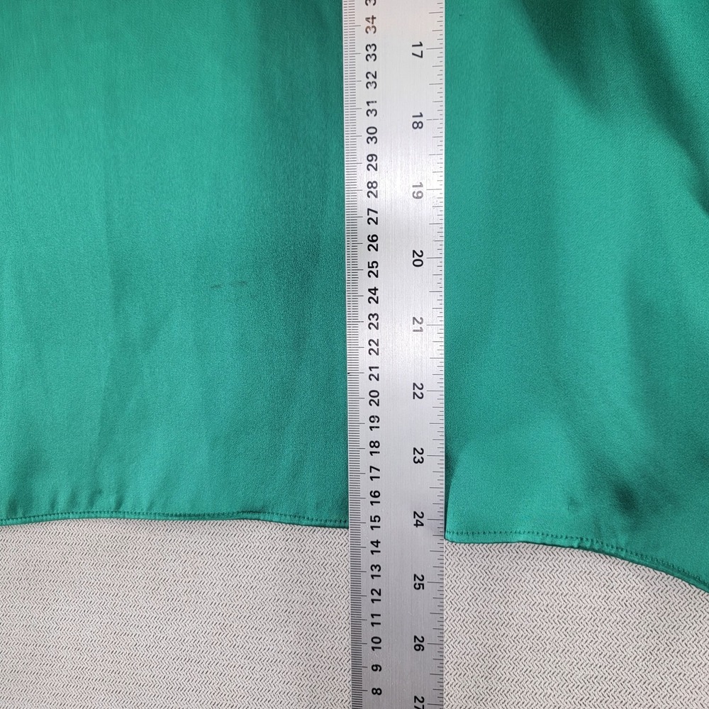 Talbots 100% Silk Top Kelly Green Slit Sleeve Blouse Womens 12 Petite Capsule - Picture 8 of 8